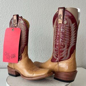 Rod Patrick Mens Cowboy Boots 9.5AAA Honey Calf Tan Brown Western Blunt Toe